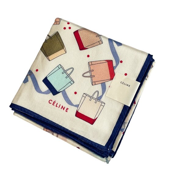 Celine NWT Cotton Scarf – Tote Bag Print - Picture 1 of 10